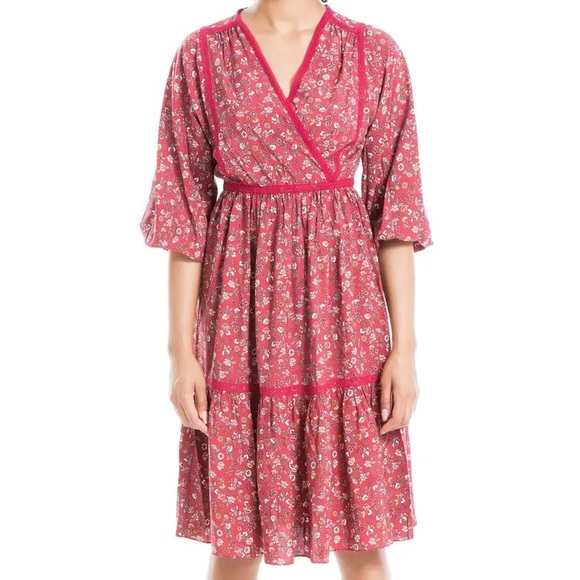 Max Studio Surplice Floral Midi Dress - Picture 1 of 8